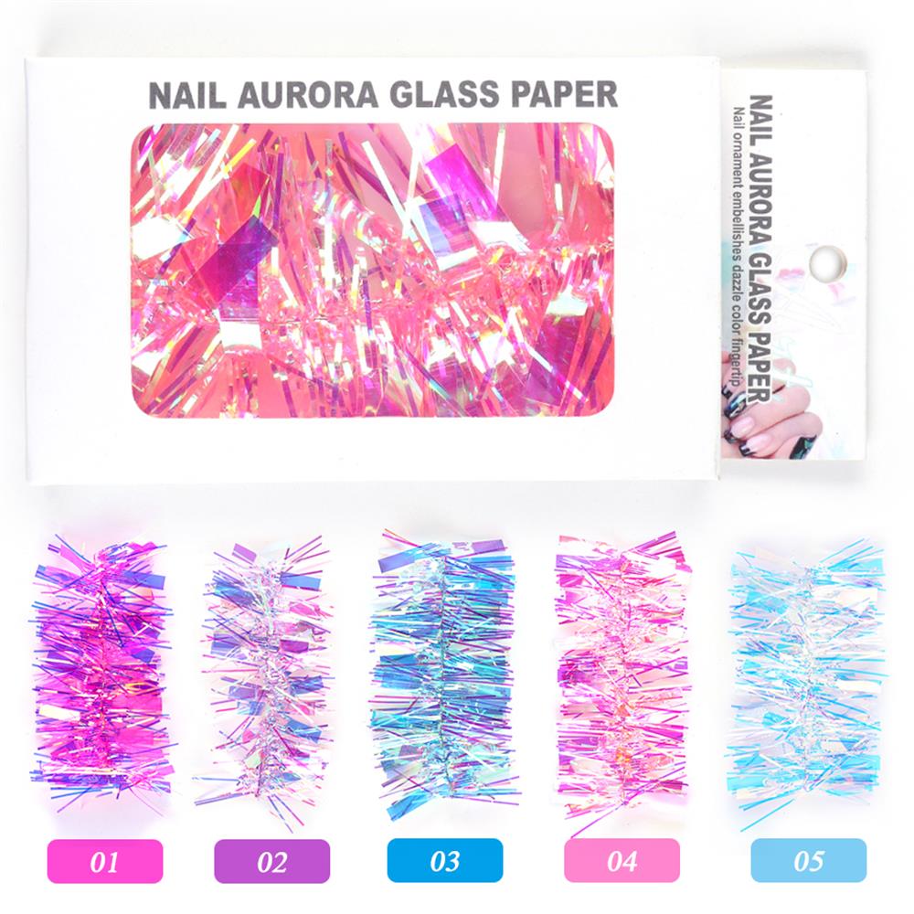Giấy Bóng Kính Màu Gradient Aurora 3D Dán Móng Tay Trang Trí Nghệ Thuật