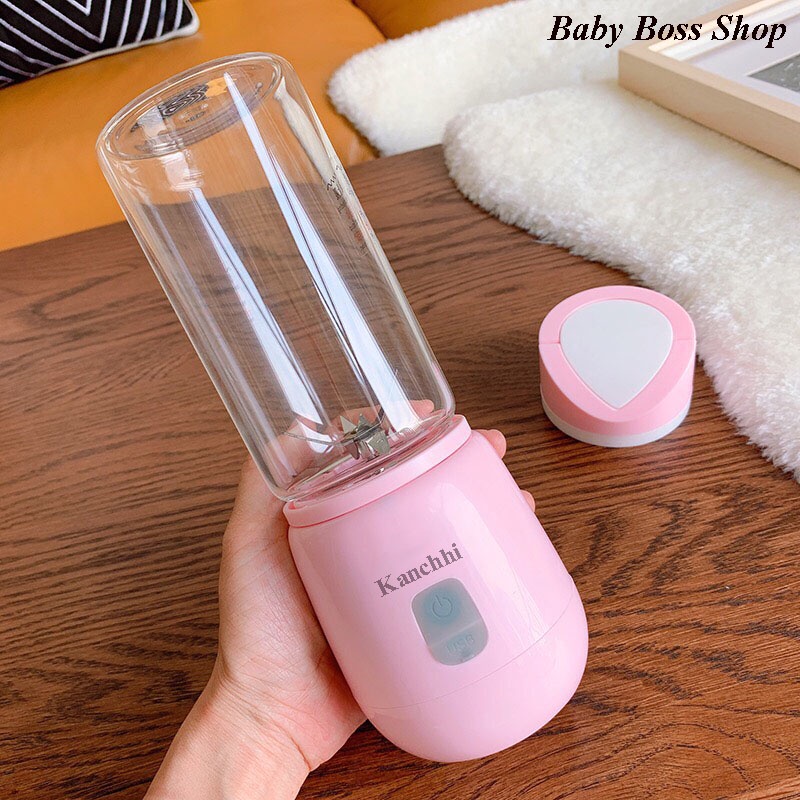 Máy Xay Sinh Tố Hoa Quả Cầm Tay Mini Kanchhi - Máy Xay Bột Ăn Dặm Cho Bé 6 Lưỡi Inox Cối Thủy Tinh