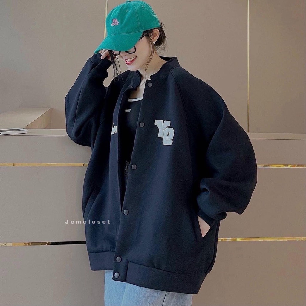 Áo khoác Nỉ Unisex Áo Bomber Unisex Form rộng In Chữ Y9 2 Lớp Lót Lông Freesize