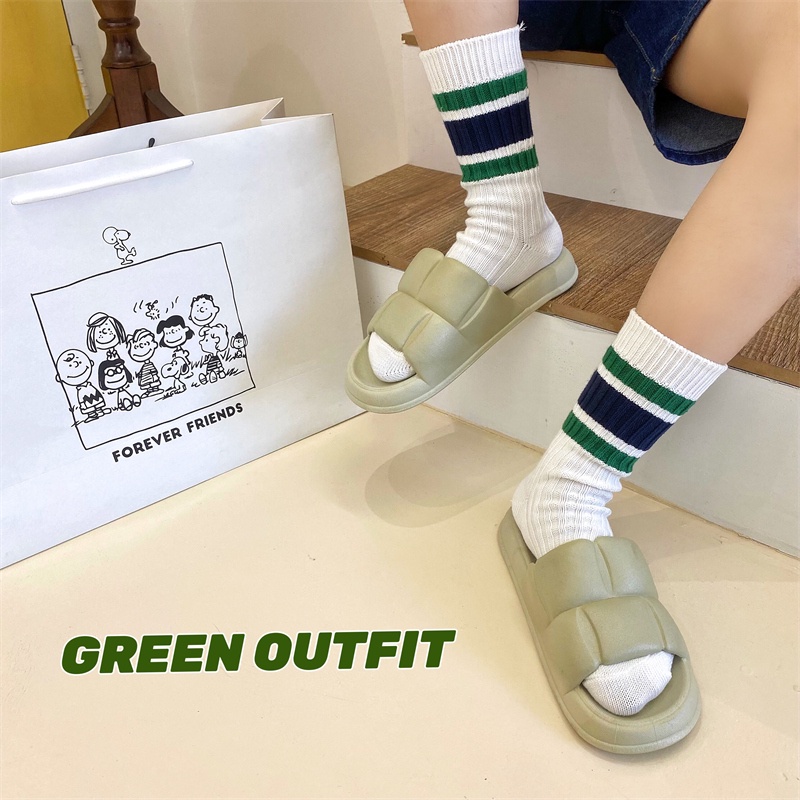 JY300  Dép bánh mì xốp đúc nguyên khối chất cao su mềm mang cực êm chân, thiết kế tối giản Unisex