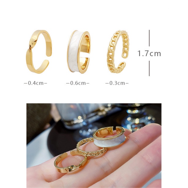 Set 3 Nhẫn Đeo Ngón Tay Phong Cách Hàn Quốc Cá Tính DC54