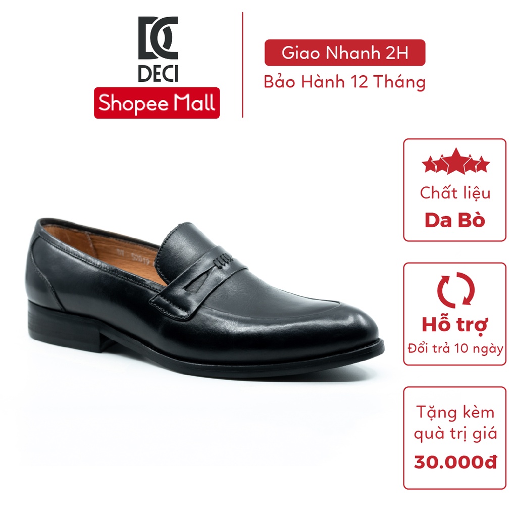 Giày tây công sở DECI màu đen dòng giày Loafer giày lười BROGUE 15