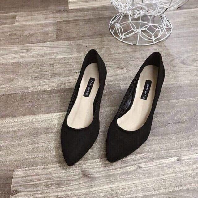 Giày cao gót da nhung đế trụ 5p chắc chân
