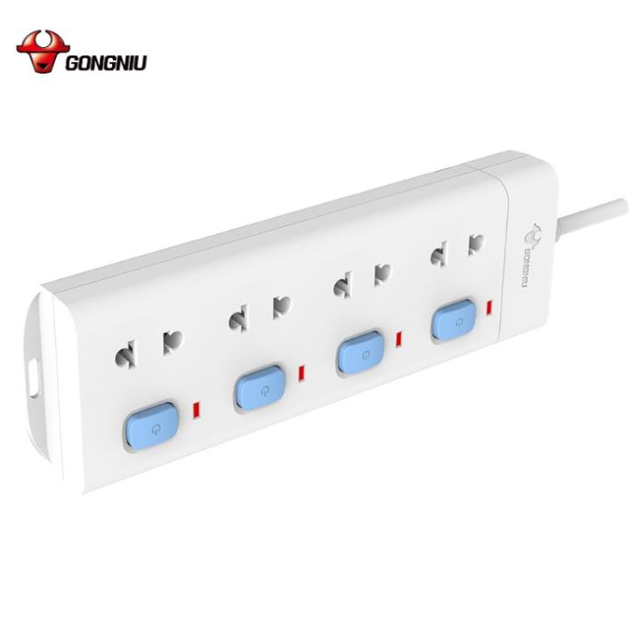 Ổ Cắm Điện Gongniu 4 Ổ 4 Công tắc 2500W/10A  Dây Dài 3/5M - Chính Hãng