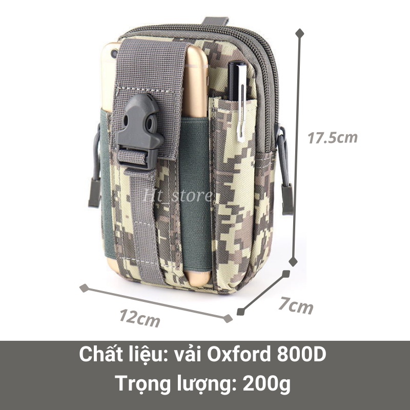 Túi đeo hông đi phượt, túi đeo thắt lưng vải 600D Oxford chống nước tiện dụng đựng điện thoại 6.5 inch