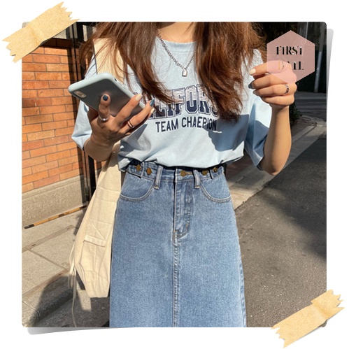 (SẴN) Chân Váy bò dài FIRST DATE chân váy jean denim  chữ A chân váy jeans trơn basic đơn giản dễ phối | BigBuy360 - bigbuy360.vn