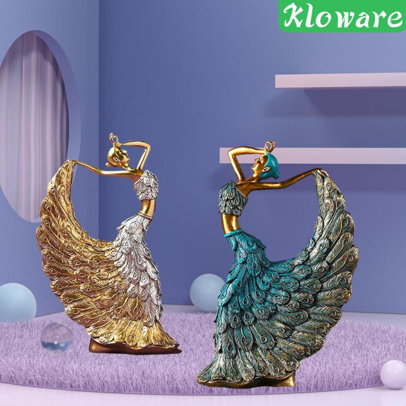 Mô Hình Con Công Nhảy Múa Bằng Nhựa Resin Màu Vàng Trang Trí Nhà Cửa