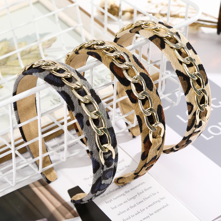 Băng Đô Vải Nhung Bản Rộng Họa Tiết Da Báo Thời Trang Hàn Quốc Cho Nữ