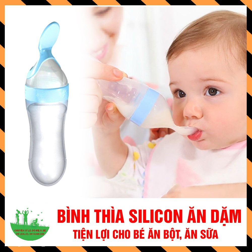 Bình bón sữa, cháo ăn dặm cho bé - Bình thìa silicon