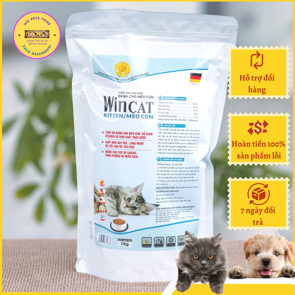 Thức Ăn Cho Mèo Con Loại Cao Cấp Vị Cá Biển Dạng Hạt Wincat 1Kg Sản Xuất Theo Dây Chuyền Công Nghệ Đức
