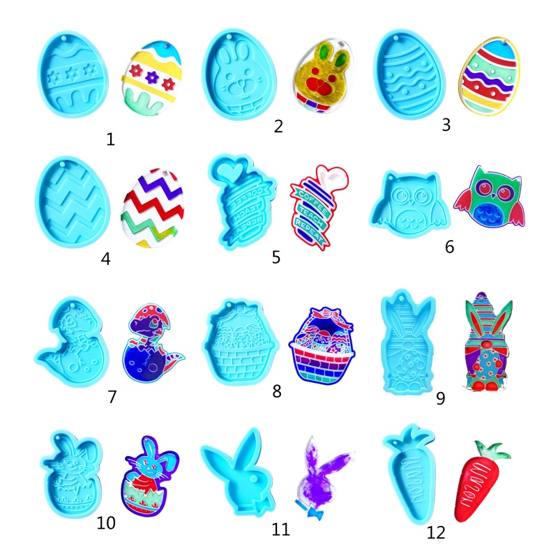 Khuôn Silicone Làm Móc Khóa Thủ Công DIY Hình Động Vật Phục Sinh Cho Trẻ Em