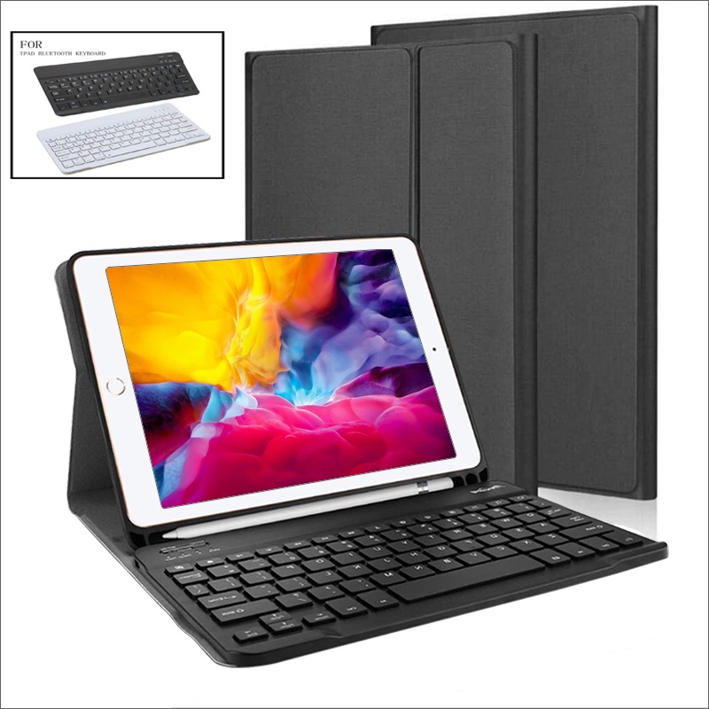 Bao da + bàn phím Bluetooth không dây + ngăn đựng bút thích hợp cho iPad air4 10.9 iPad 5/6/7/8/10.2 pro 11 2021/2020/2019/2018/2017