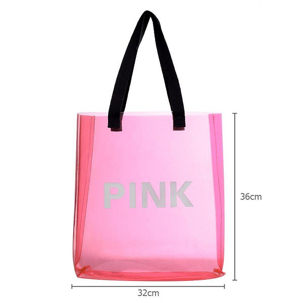 Túi xách nữ trong suốt 36cm , túi nhựa PVC có dây đeo thời trang - màu xanh lá