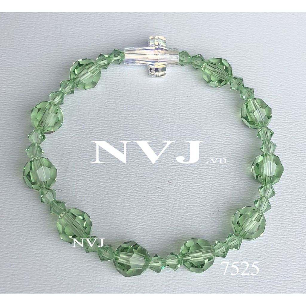 Vòng tay chuỗi mân côi pha lê Swarovski 10 hạt tròn 5000 8ly cao cấp chính hãng