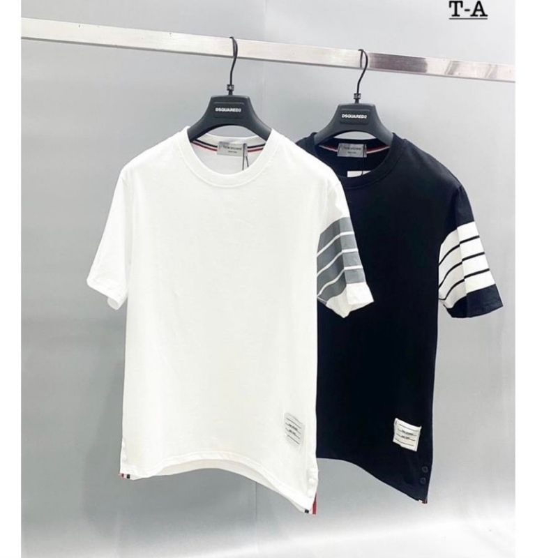 Áo Thun Form Rộng Tay 4 Vạch 2 Màu đen trắng, Áo Phông Basic Form To Unisex