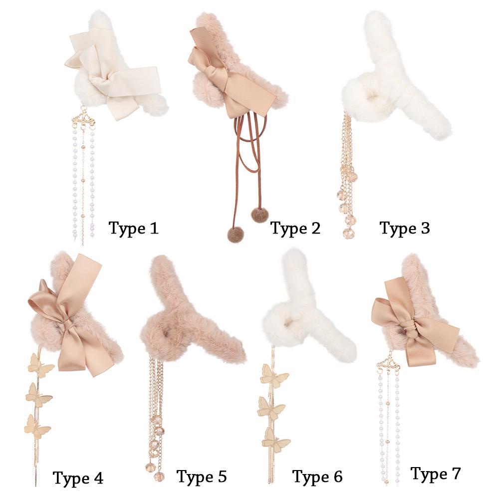 LAY Kẹp Tóc Càng Cua Đính Lông Giả Đáng Yêu