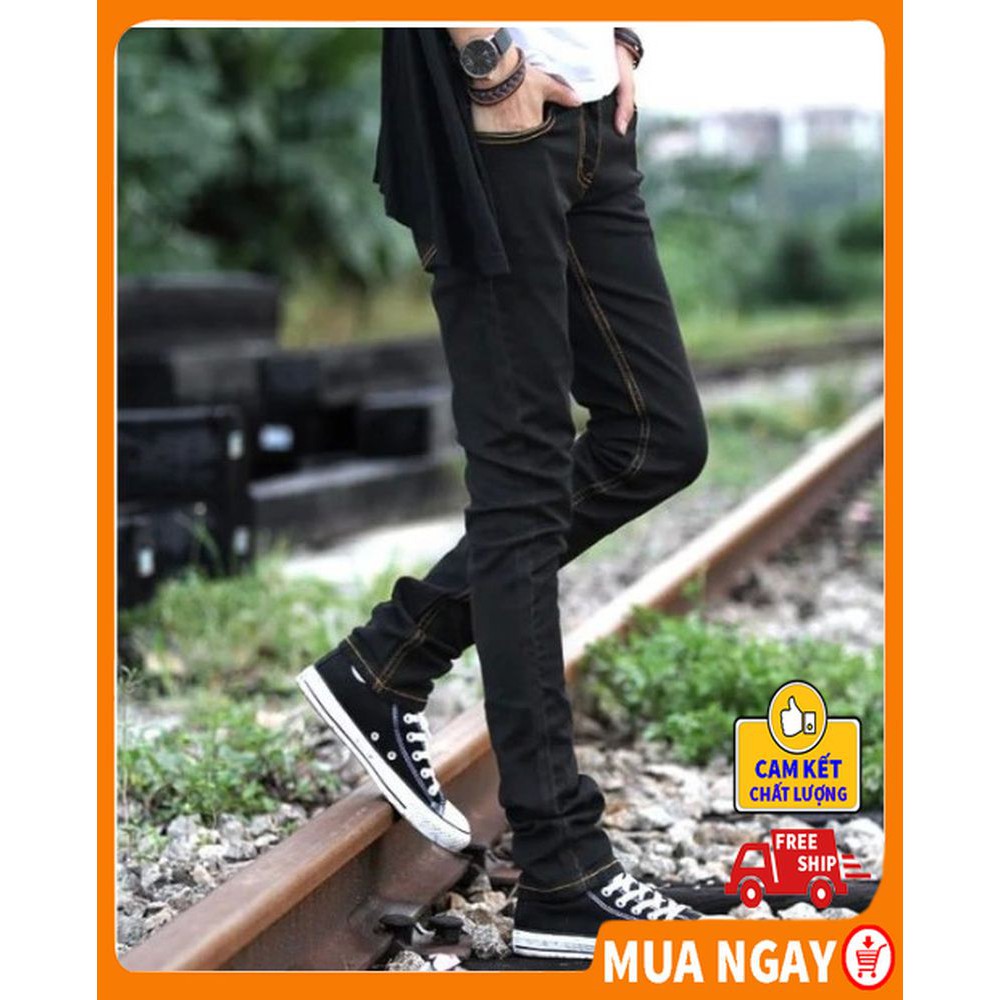 Quần Jean Nam Chất Bò Cao Cấp AD20 Đen Không Rách KINGSPORT