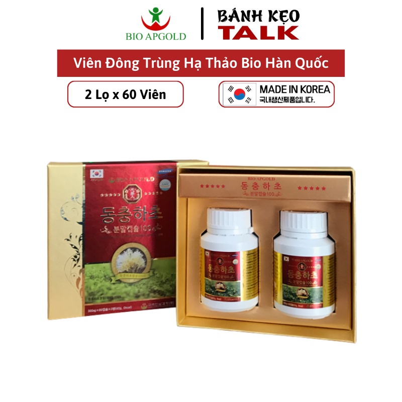 Viên đông trùng hạ thảo Bio Hàn Quốc Hộp 2 lọ 120 viên