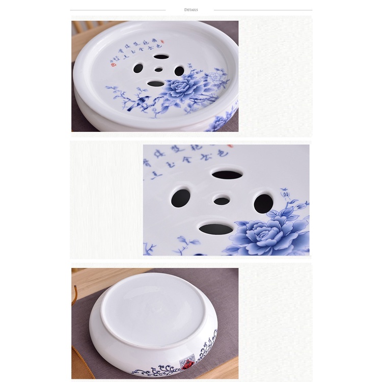 Khay Trà, Thuyền Trà Dưỡng Ấm Tử Sa, Đế kê lót ấm chén bằng Sứ Trắng Giang Tây tặng kèm Bộ dụng cụ và Khăn lau