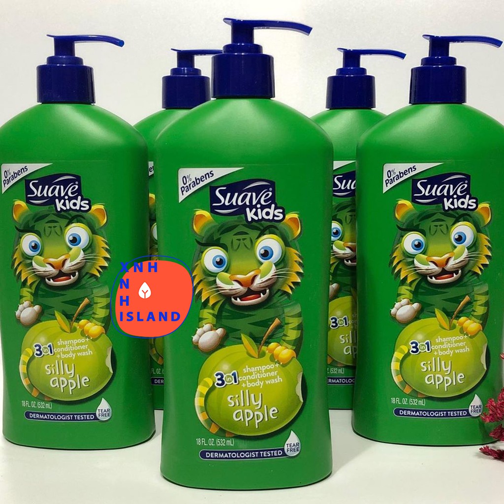 Sữa Tắm Gội Xả Trẻ Em Suave Kid 3 in 1 Mẫu Mới Có Vòi Mỹ - 532ml