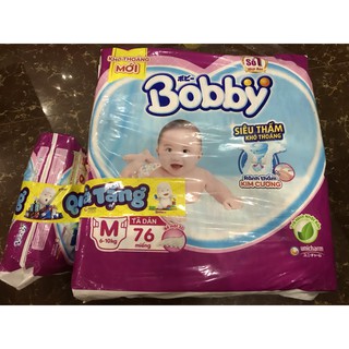 Tã dán Bobby size M 76 tặng 6 tã quần