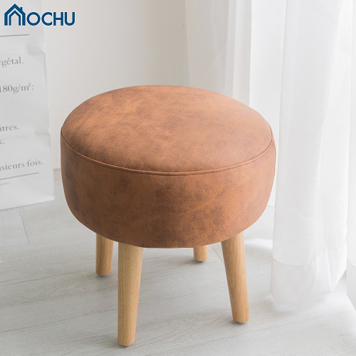 Ghế đôn tròn sofa OCHU bọc da chân gỗ CHUBBY Nội thất thông minh decor phòng khách