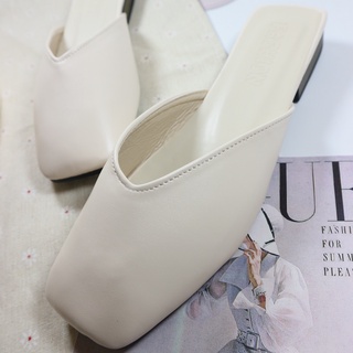 Dép Mules Mũi Vuông Đế Thấp 2cm