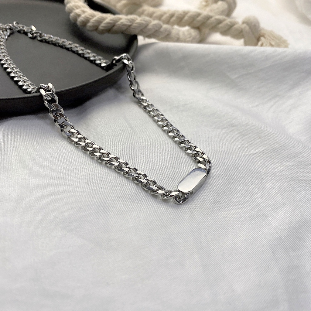 Vòng cổ nam nữ unisex dây chuyền PUN màu bạc Titan đẹp phụ kiện thời trang - Vòng Cổ Boty