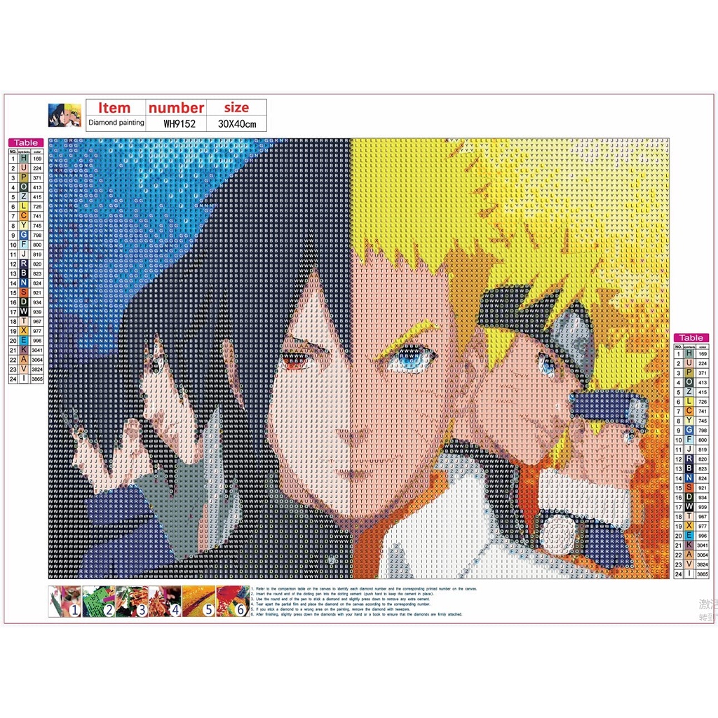 Bộ Tranh Đính Đá 5D Họa Tiết Hoạt Hình Naruto Độc Đáo DIY Dùng Trang Trí Nhà Cửa