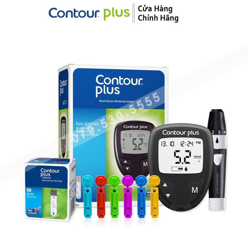 Máy đo đường huyết Contour Plus + Hộp 50 que ( Bảo Hành Trọn Đời )