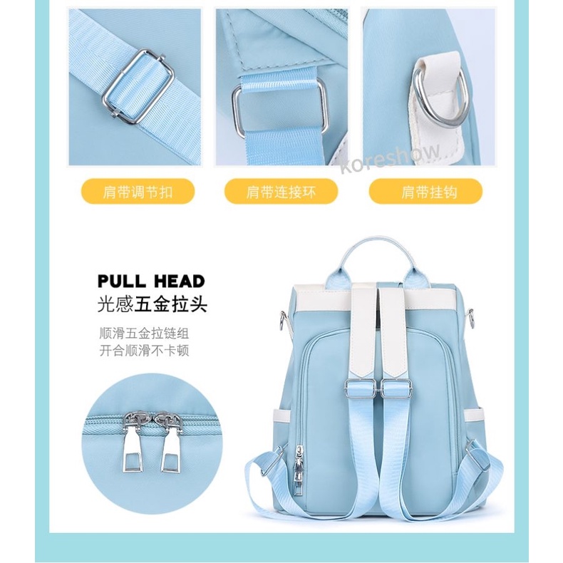 Balo Thời Trang Bằng Nylon Chống Nước Chống Trộm Phong Cách Hàn Quốc Cho Nữ
