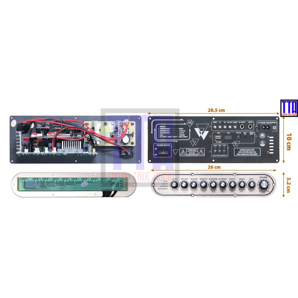 Mạch loa kéo xách tay reverb 2 tấc đôi đến 2,5 tấc đôi - 2 kênh 100W - K10DSP