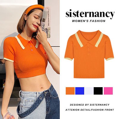 Áo thun COZOK dệt kim phản quang phong cách Hàn Quốc cho nữ