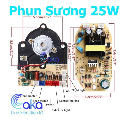 Bộ mạch phun sương siêu âm tạo ẩm 25W