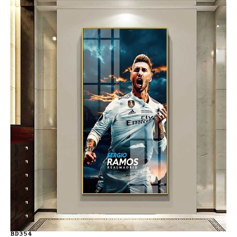 Tranh bóng đá treo tường, Tranh Ronaldo, Messi, Salah, Dybala... chất liệu tráng gương cao cấp | 888