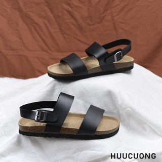 Sandal 2 quai đen đế trấu-S2qd21060449