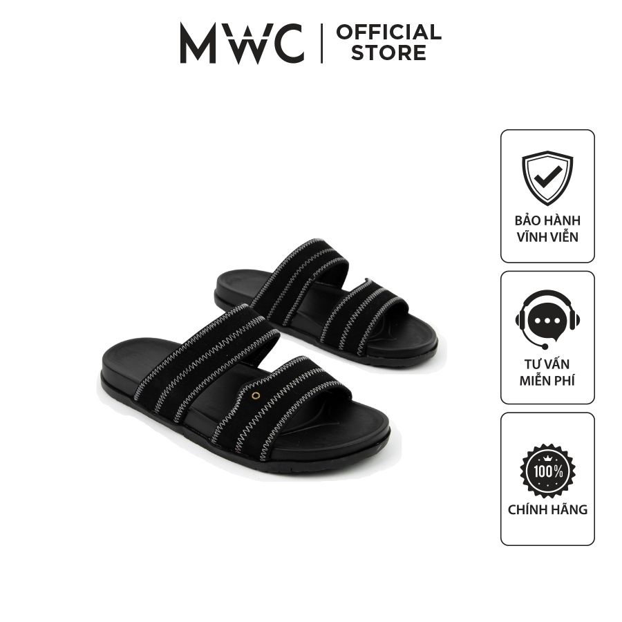 Dép MWC 7712 - Dép Nam Quai Ngang Cách Điệu Phối Viền Chỉ Cao Cấp, Dép Nam Kiểu Dáng Đẹp, Đi Êm Chân, Mẫu Mới, Giá Tốt
