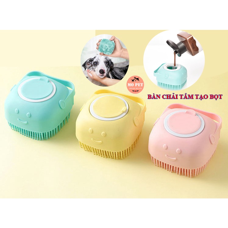 Bàn chải tắm cho chó mèo - Bàn chà lông găng tay massage cho cún và mèo