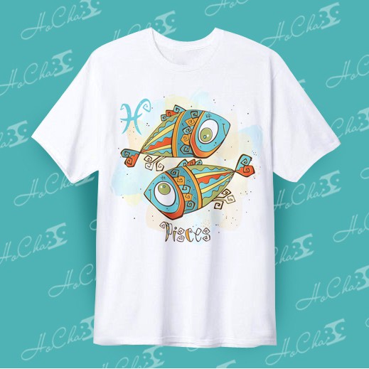 Áo thun CUNG HOÀNG ĐẠO - SONG NGƯ (Pisces) | mẫu 3 | Vải Dày Mịn - MAY Dây Cổ Cao Cấp ( có Hình Thật )