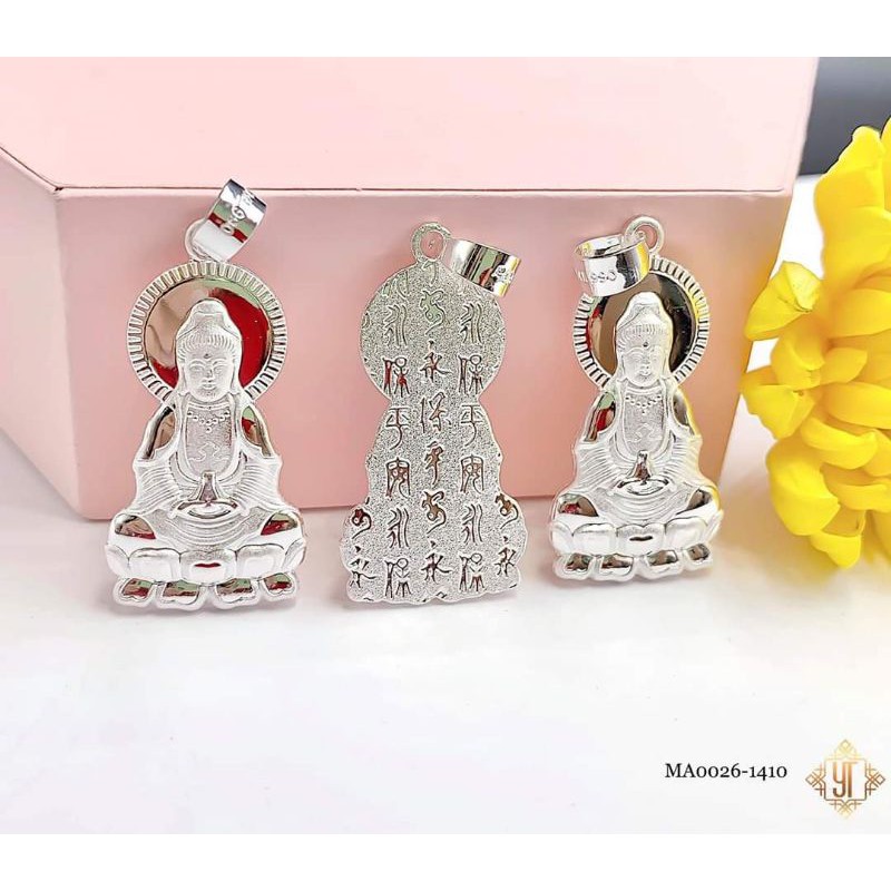 MẶT PHẬT QUAN ÂM 3D KHẮC KINH TÂM BẠC TA NGUYÊN KHỐI