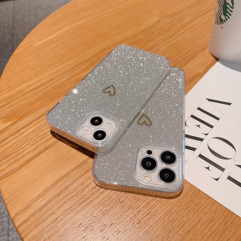 Ốp Điện Thoại Silicon Dẻo Trong Suốt Họa Tiết Trái Tim Lấp Lánh Cho IPhone 11 12 13 14 Pro Max 13 Pro Xs Max X Xr 7 8 Plus