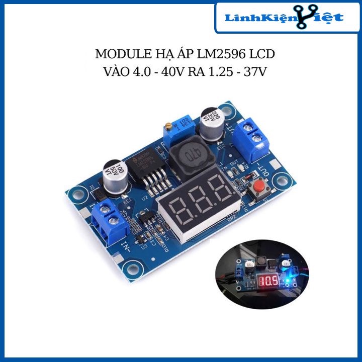 Mạch Buck hạ áp LM2596 màn hình hiển thị led In 4-40V Out 1.25-37V 3A