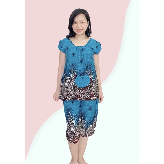 50-55kg Đồ bộ mặc nhà quần lửng tole Thái siêu mát mịn