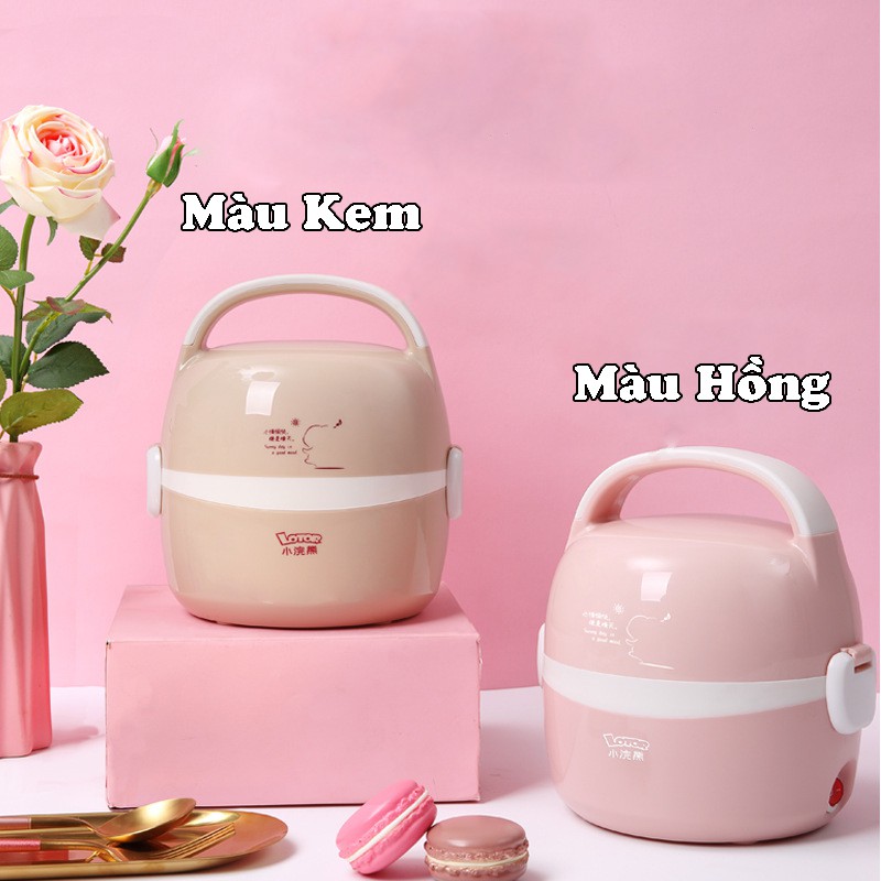 Hộp cơm giữ nhiệt LOTOR 2 tầng dung tích 1,3L cao cấp, hộp cơm cắm điện văn phòng đầy đủ phụ kiện tiện lợi.