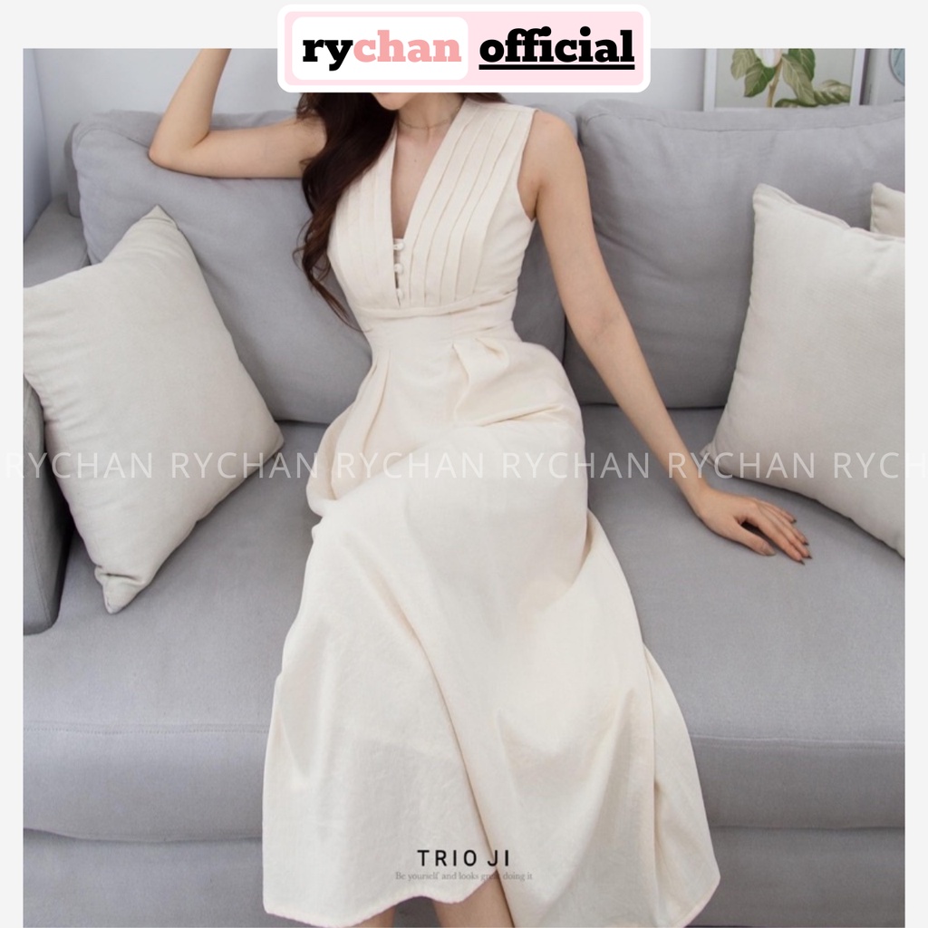 Đầm Váy Nữ Màu Trắng Thần Thái Ngút Ngàn Xếp Li Ngực Sát Nách Thắt Eo Tôn Dáng [ẢNH THẬT CUỐI] - DX9906