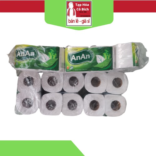 Giấy Vệ Sinh Có Lỗi Cao Cấp An An - Loại 2 Lớp - 10 Cuộn - Hàng Cty Chất Lượng Cao