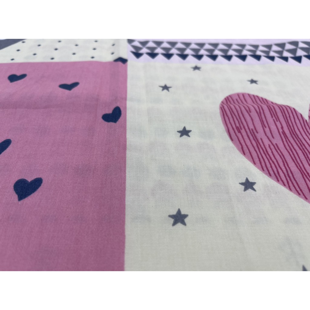 Tấm Drap lẻ KHA LY  - Ga lẻ  - 100% cotton thiên nhiên - Happy Love Hồng - VN242