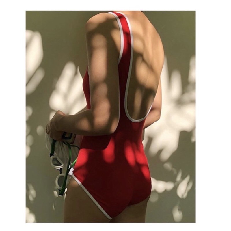Đồ bơi nữ liền mảnh viền trắng màu sắc rực rỡ thể thao cá tính