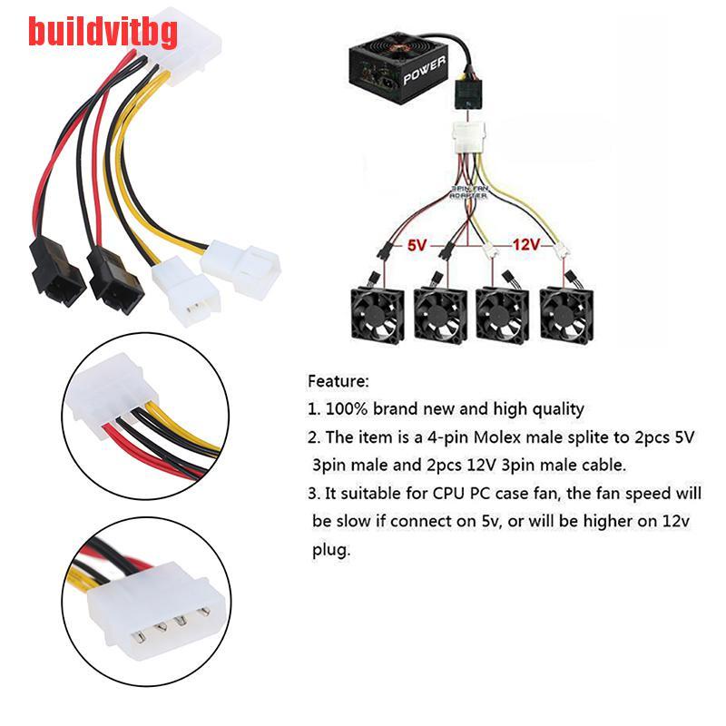 Dây Cáp Nối Nguồn Pc 4-pin Molex / Ide Sang 3 Chấu Cpu / Chasis / Case