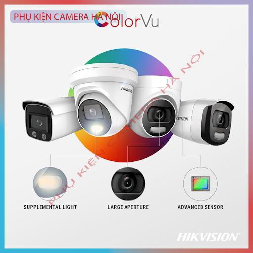 [Trọn bộ 4 camera ColorVu] Bộ 4 camera Hikvision 2mp có màu ban đêm đèn trợ sáng 20m full color